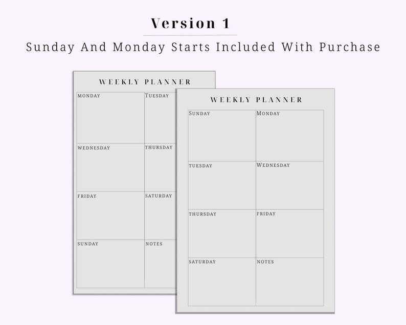 Minimalist Printable Weekly Planner, Minimalist Digital Weekly Planner ...