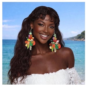 Kleurrijke leren statement-oorbellen, dubbelzijdige gelaagde boho-chique hangoorbellen, lichtgewicht artistieke sieraden