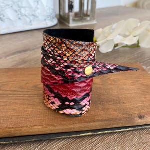 Snake Print Leather Cuff Bracelet: Bold Boho Statement Jewelry