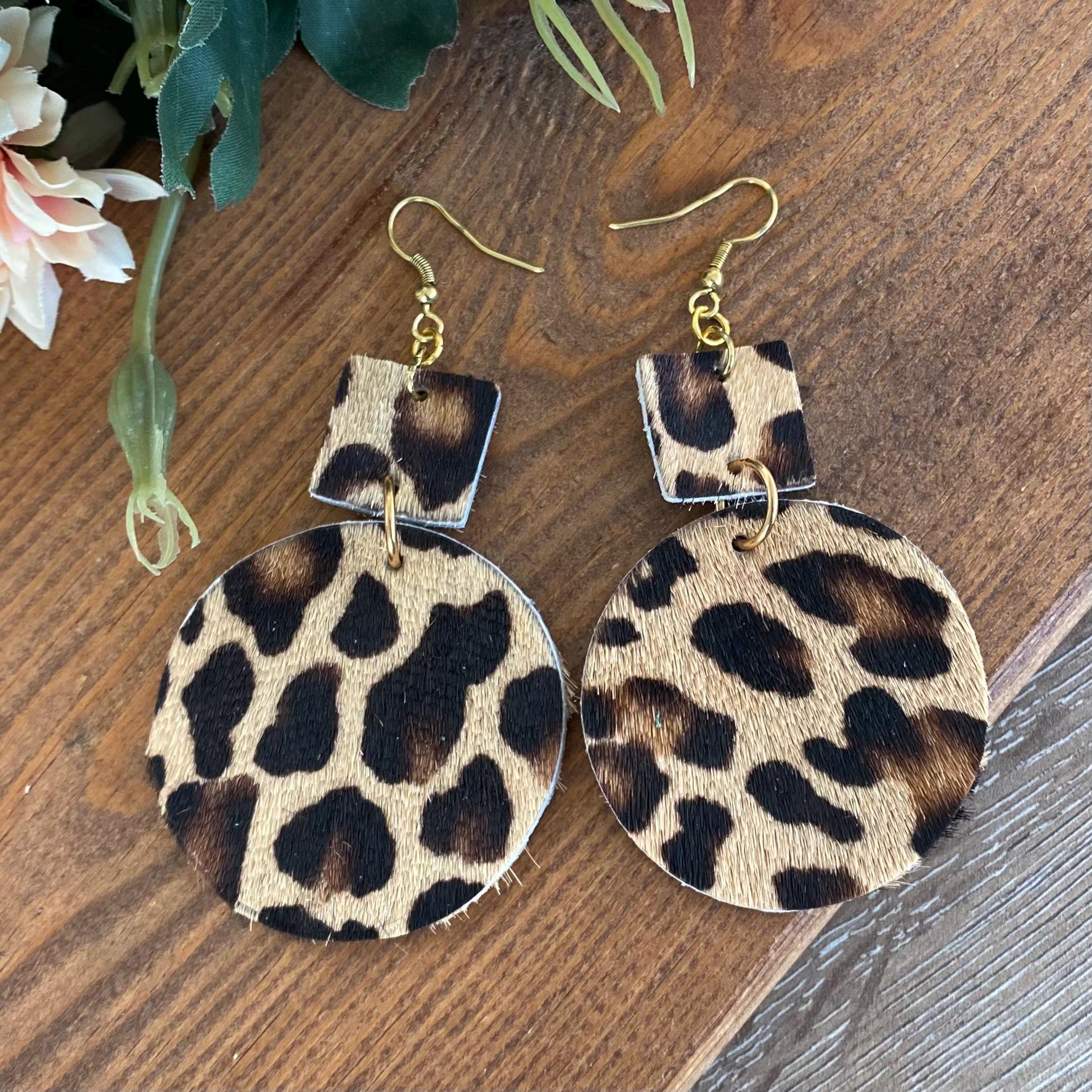 Orecchini Pendenti In Ecopelle Leopardata - Divertenti E Alla Moda, 5,7 Cm, Regalo Per Donne - 3