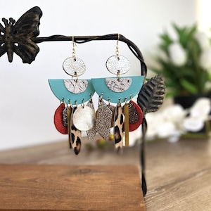 double sided colorful statement earrings