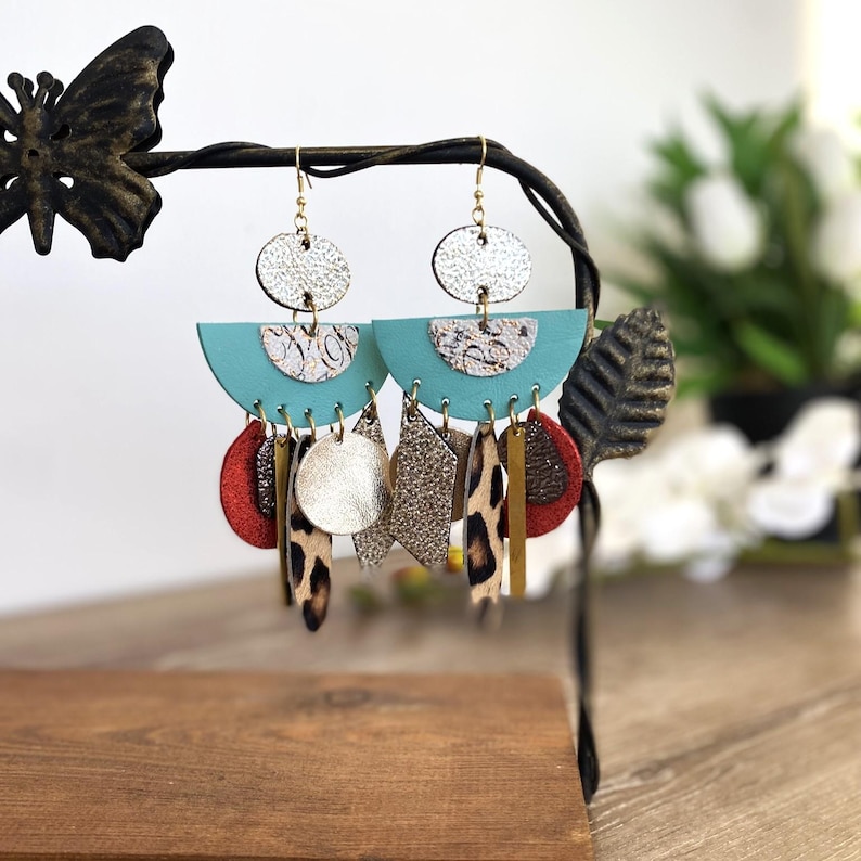 double sided colorful statement earrings