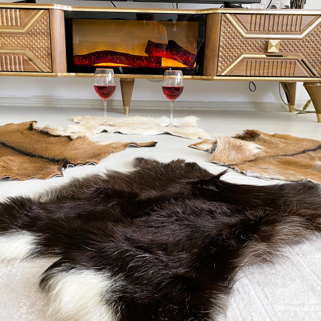 Genuine Goat Fur Rug: Rustic Accent Hide - Soft & Unique - Etsy