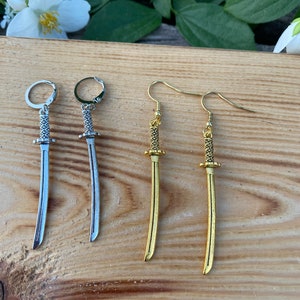 Sword Earrings: Anime Cosplay Jewelry, Stainless Steel Ear Wires