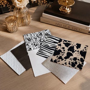 Designer Leather Sheets Bundle, Black White Prints and Metallic Colors for DIY Jewelry