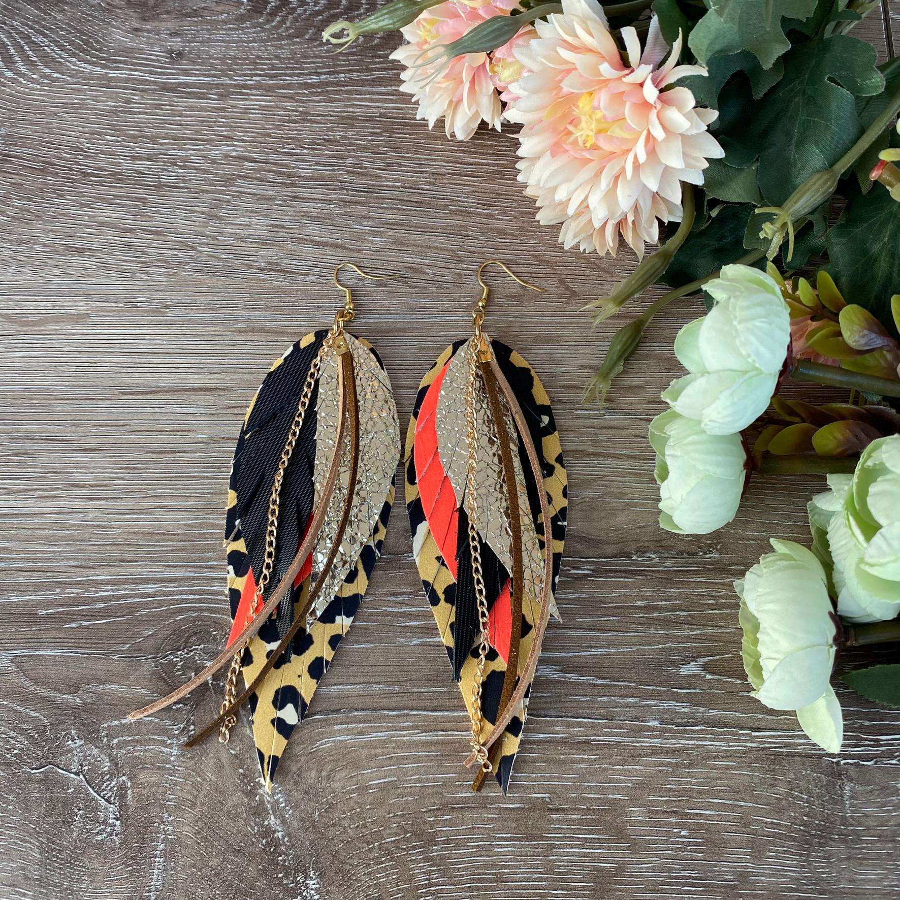 Orecchini Pendenti In Ecopelle Leopardata - Divertenti E Alla Moda, 5,7 Cm, Regalo Per Donne - 4