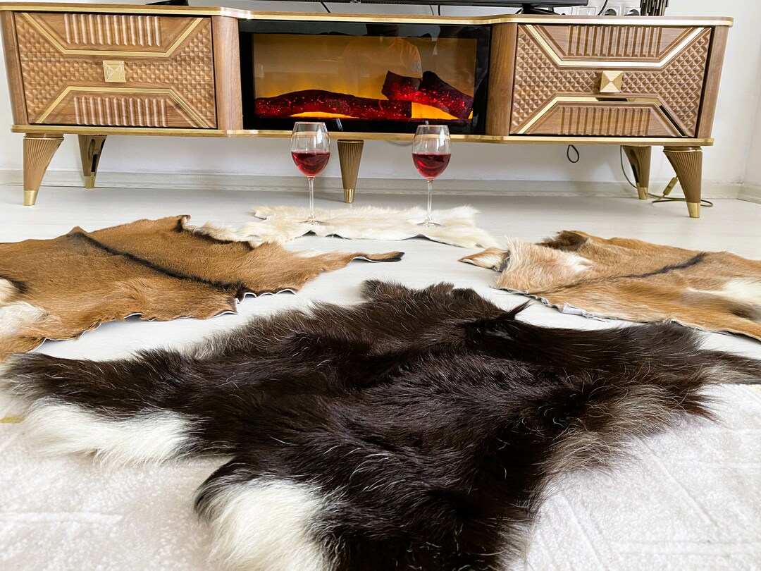 Handcrafted Genuine Goat Fur Rugs, Natural Goat Skin Rug, Sheep Skin Rug, Goat Hide Rug, Luxury
