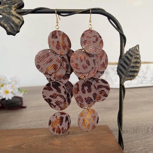 Handmade Leopard Print Leather Chandelier Earrings: Boho Dangle Jewelry