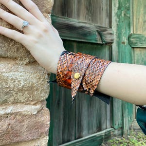 Snake Skin Leather Cuff Bracelet: Bold Statement Jewelry