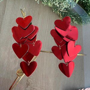 Red heart earrings made from premium leather, a beautiful Valentine’s Day jewelry piece for her.