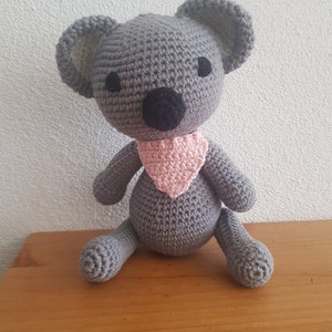 crocheted koala with scarf