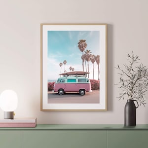 Vintage Bus Art Print | Palm Surfing Van Bus Art | Digital Download | Printable Wall Art | Instant Download Art Print | Downloadable Art