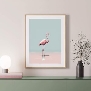 Flamingo Art Print Pink Flamingo Poster Home Decor Animal Art Digital Download Printable Wall Art Instant Download Flamingo Art Print