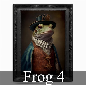 Gentleman Frog Victorian Portrait - Dashing Whimsical Art Print for Quirky and Classy Home Wall Decor