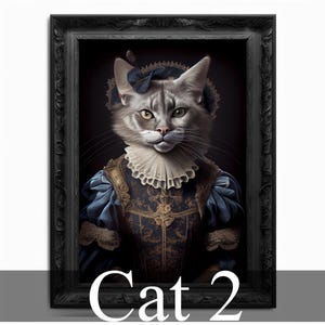 Cat Wall Art Print,  Animal Lover Vintage Regal Cat Art Print Poster Renaissance. Victorian Cat Portrait, Royal Painting Home Decor Pet Gift