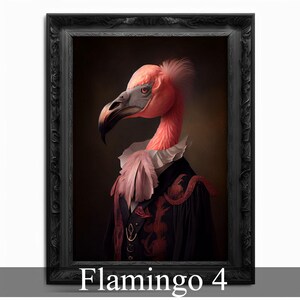 Flamingo Wall Art Print, Animal Lover, Vintage Regal Flamingo Art Poster Renaissance, Victorian Flamingo Portrait, Royal Painting Home Gift