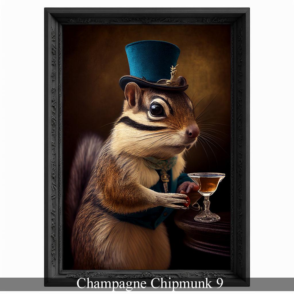 Champagne Chipmunk Art Print: Funny Animal Portrait, Bar Room Poster - Etsy