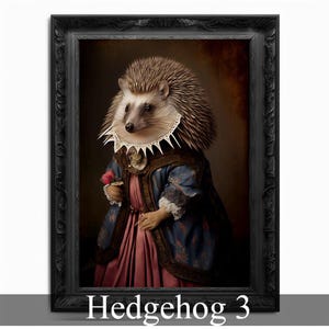 Popular Prints. Victorian Hedgehog Portrait Digital Wall Art Gift - Elegant Animal Illustration in Vintage Style for Home or Office Décor