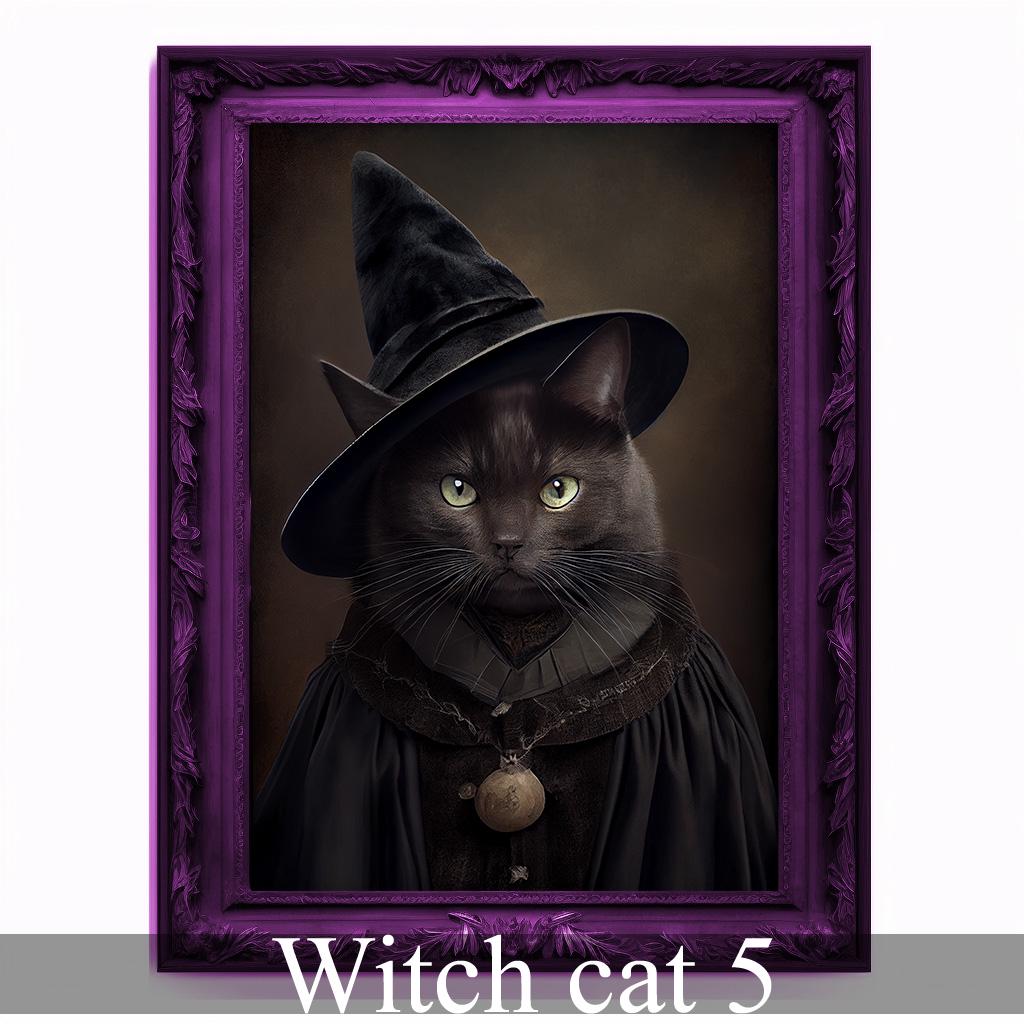魔女猫の肖像：堂々としたヴィンテージ動物アートプリント - Etsy 日本