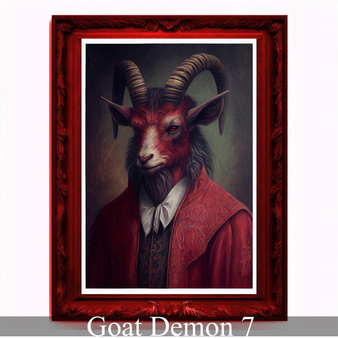 Demonic Activity Using Animal Goat Demon, Ritual Baphomet Portrait, Devil Poster, Animal Painting ...