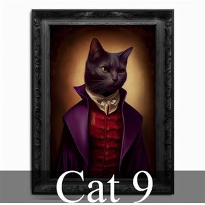 Cat Wall Art Print,  Animal Lover Vintage Regal Cat Art Print Poster Renaissance. Victorian Cat Portrait, Royal Painting Home Decor Pet Gift