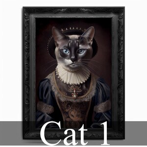 Cat Wall Art Print,  Animal Lover Vintage Regal Cat Art Print Poster Renaissance. Victorian Cat Portrait, Royal Painting Home Decor Pet Gift