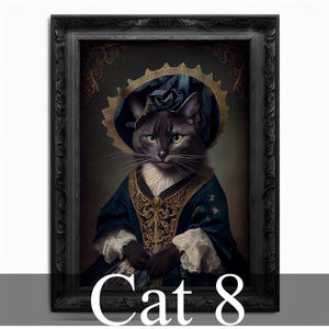 Cat Wall Art Print,  Animal Lover Vintage Regal Cat Art Print Poster Renaissance. Victorian Cat Portrait, Royal Painting Home Decor Pet Gift