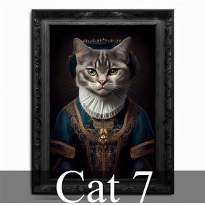 Cat Wall Art Print,  Animal Lover Vintage Regal Cat Art Print Poster Renaissance. Victorian Cat Portrait, Royal Painting Home Decor Pet Gift