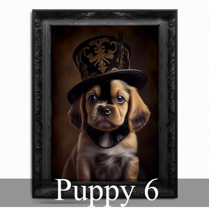 Vintage Puppy Portrait Art Print: Regal Victorian Dog in Top Hat