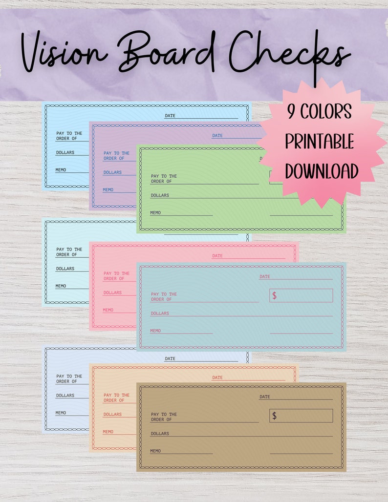 Manifest Money Blank Checks From the Universe for Vision Board ...