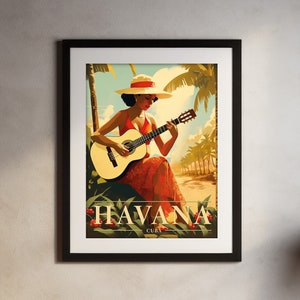 Imprimible Vintage Cuba Travel Poster La Habana Retro Poster Cuba Arte DESCARGA INSTANTE Cuba Beach Wall art La Habana decoración del hogar cartel