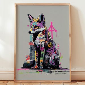 Graffiti Fox Art Print: Bold Urban Street Art Decor