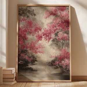 Cherry Blossom Forest Print: Tranquil Sakura Wall Art, Zen Home Decor