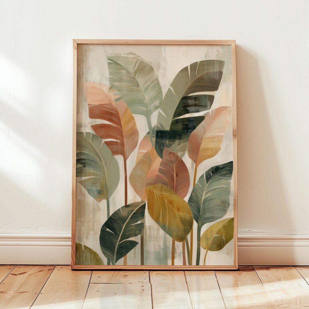 Palm Study Wall Art — Tropical Leaf Painting, Neutral Botanical ...