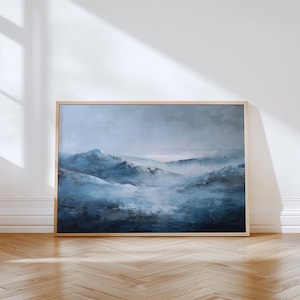 Alpine Mist Wall Art — Blue Mountain Landscape, Foggy Horizon