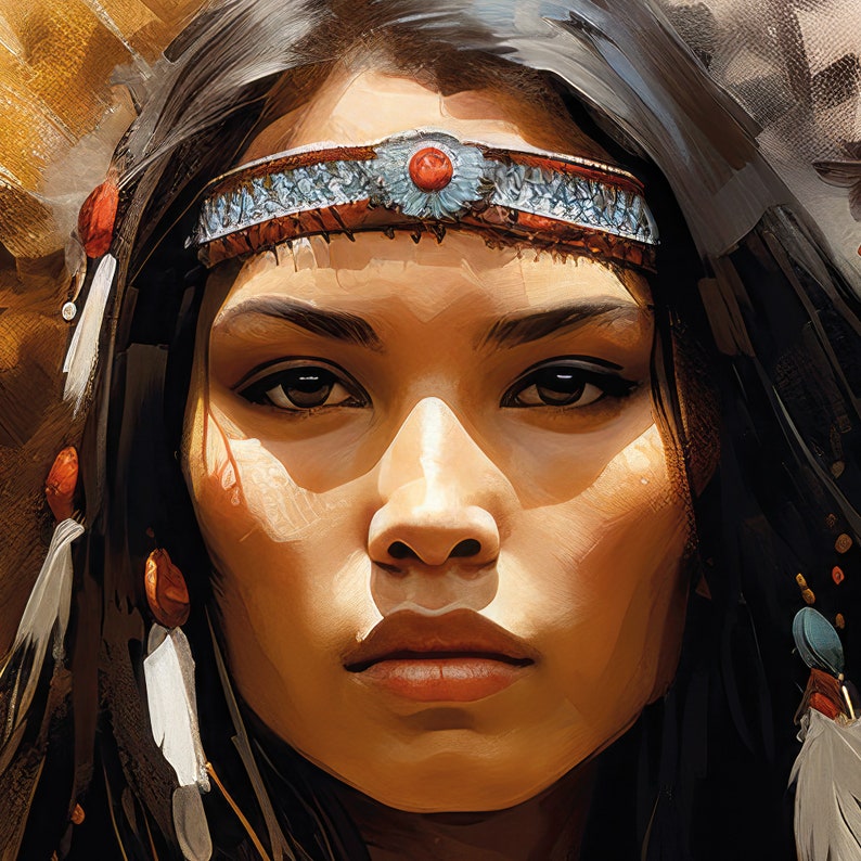 Printable Beautiful Native American Girl Poster Indian Girl Print