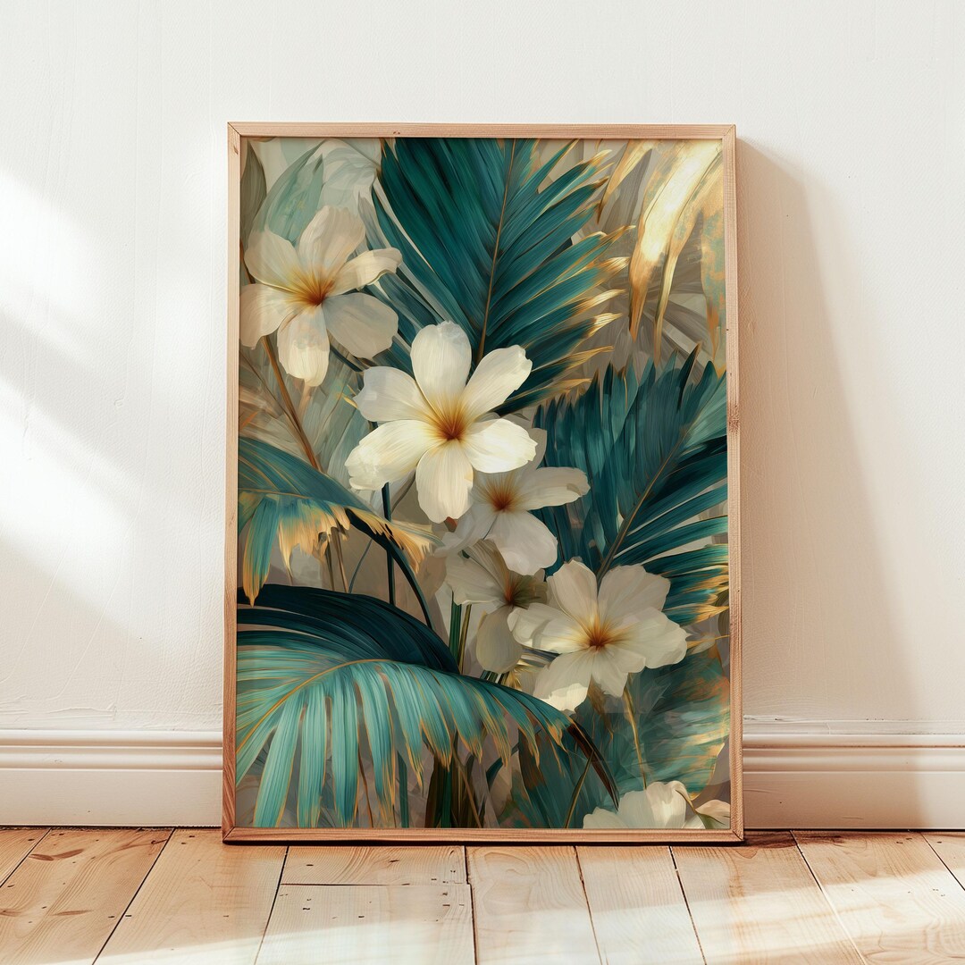 Emerald Bloom Giclée Art Print - Botanical Wall Art: White Flowers ...