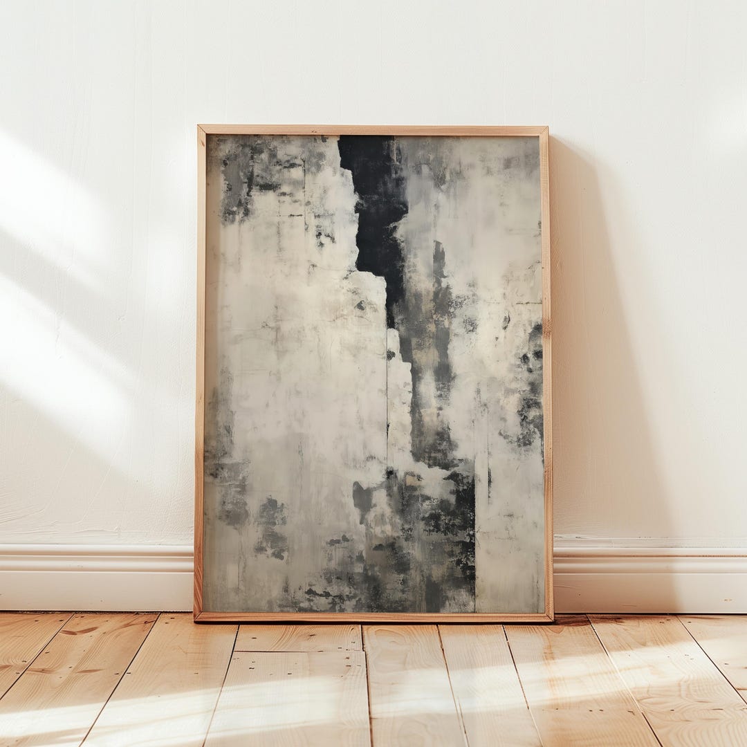 Wabi Sabi Abstract Art Print: Minimalist Black and White Texture - Etsy