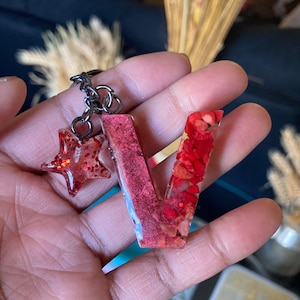 V red coral keychain