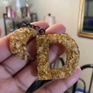 Flexible Gold Leaf D and moon keychain