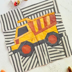 Toy Dump Truck Quilt Block Pattern - Foundation Paper Piecing - FPP