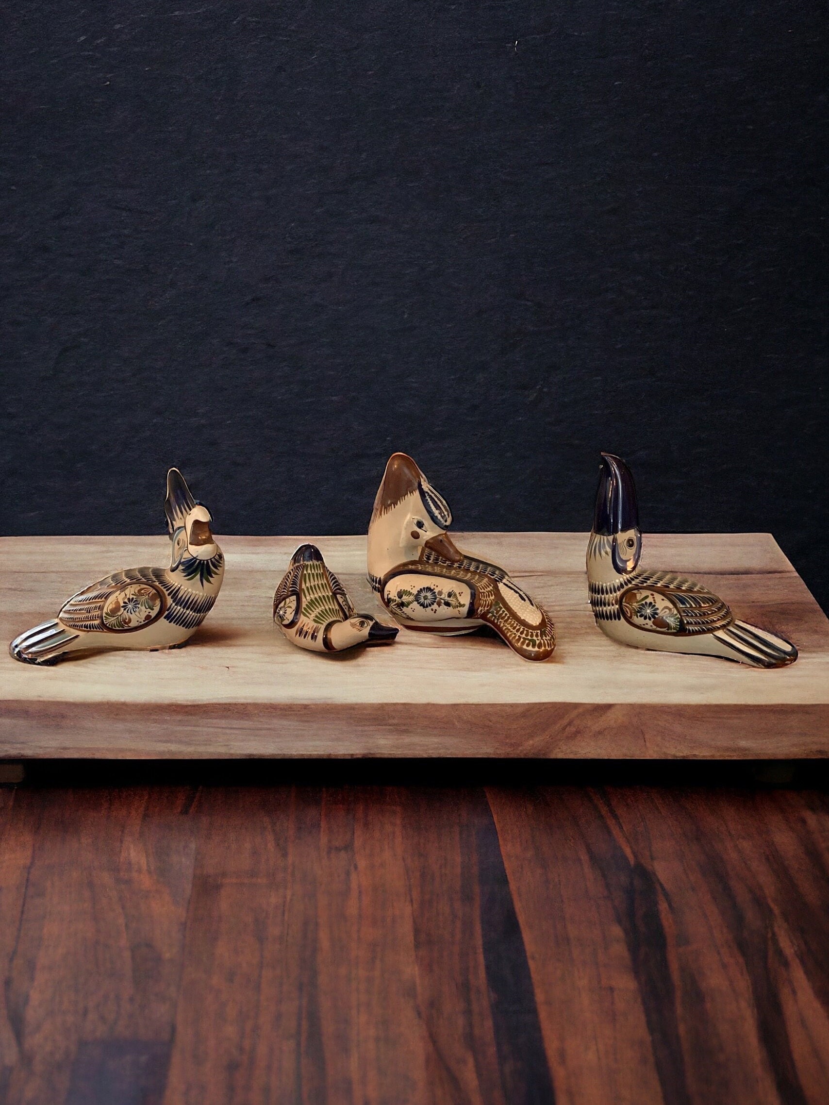 4 Pristine Large Vintage Tonala Birds From Mexico