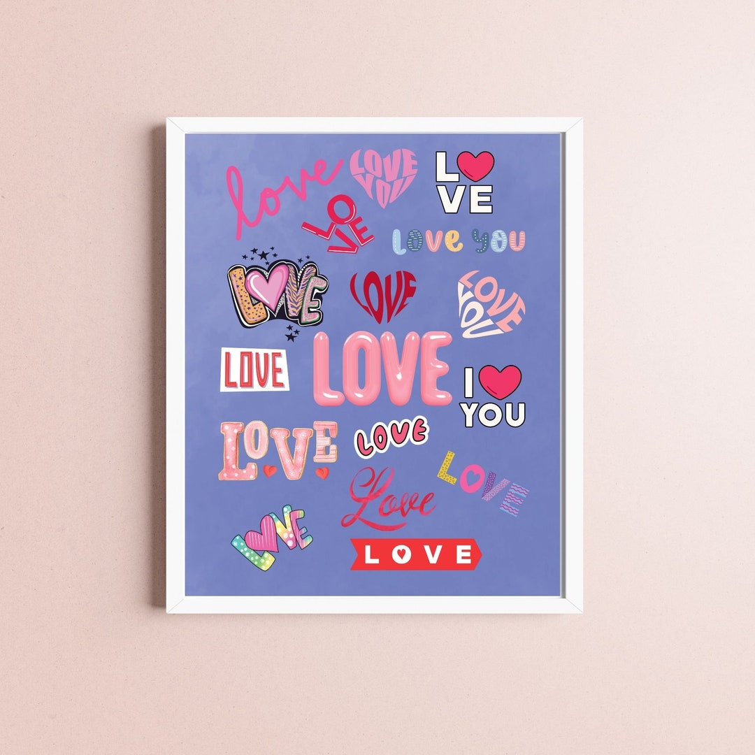 Love Themed Digital Wall Art, Love Themed Wall Decor, Love Wall Decor, Printable Love Wall Decor ...