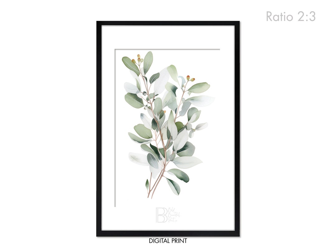 Eucalyptus Wall Art Watercolor Printable Wall Art Floral Etsy