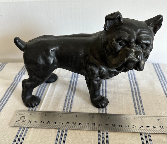 Vintage Cast Iron Black English Bulldog Coin Bank Door Stop Made by IRON ART Etsy