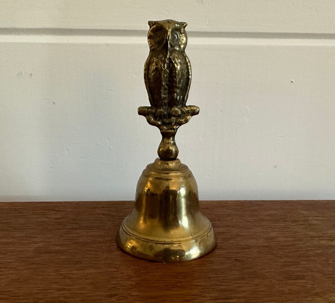 Vintage Owl Brass Bell Made in England Etsy