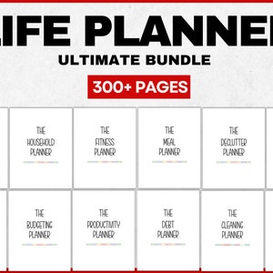 Complete Life Planner Binder Bundle | 300+ Pages | Mom Planner | Home Management | Household | Cleaning | Finances & Budget | Fitness | PDF
