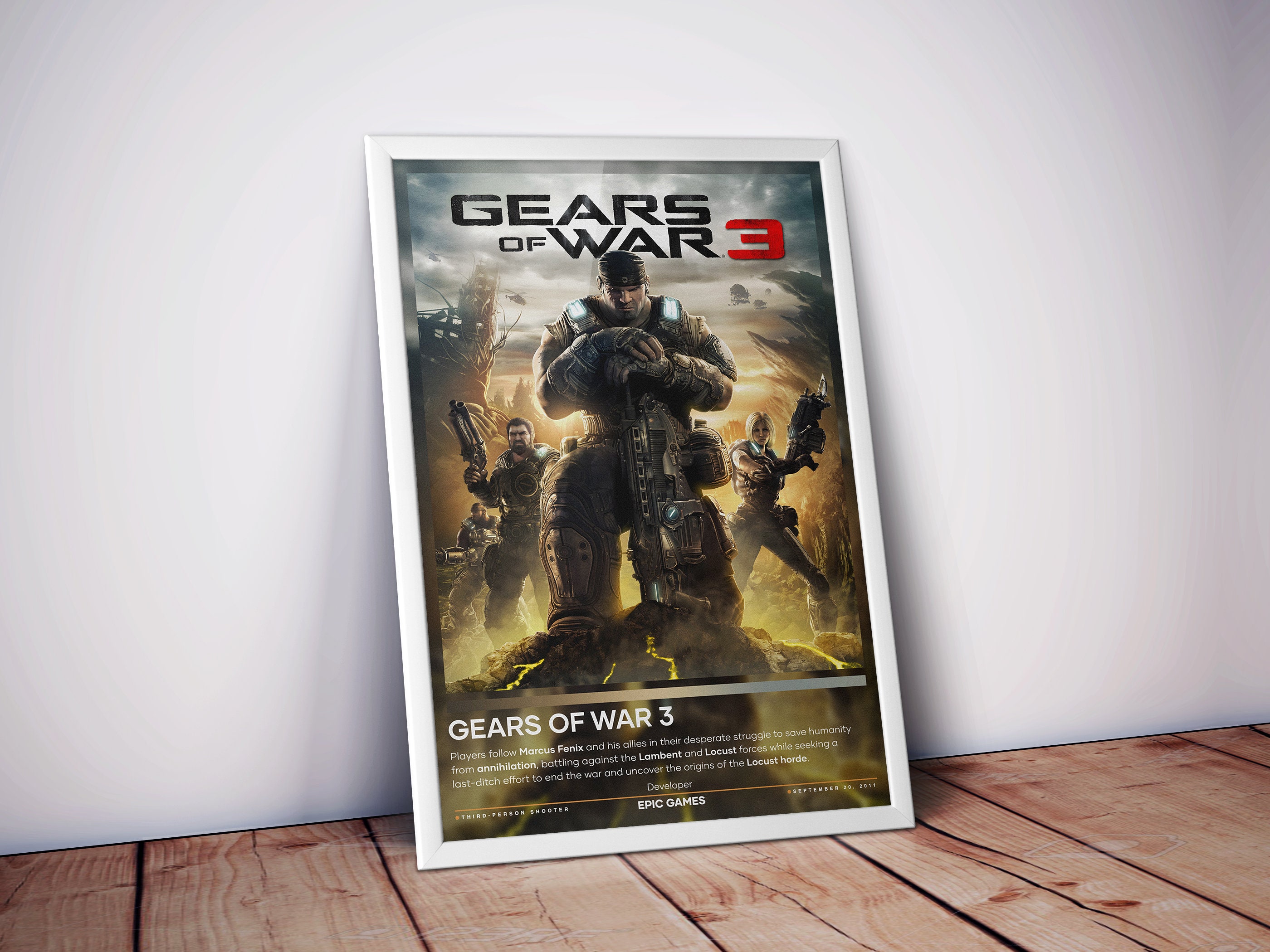 Gears of War - Gears 3 Poster Emoldurado, Quadro em