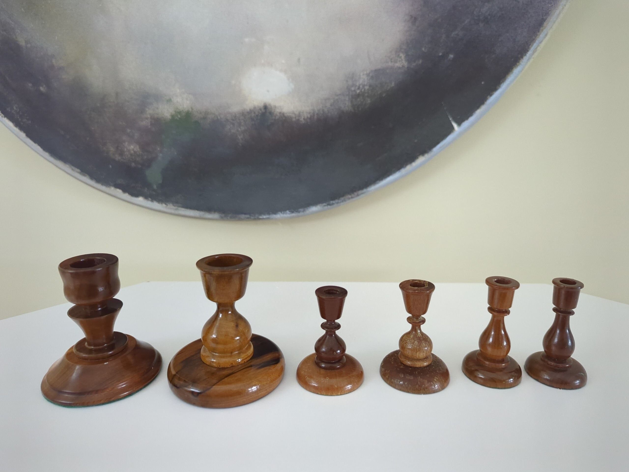 Vintage Wood Candlestick Holders Set of 6 Etsy