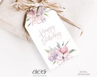 Happy Birthday Gift Tag, Birthday Tags PRINTABLE, Happy Birthday Printable Tag, Digital Download